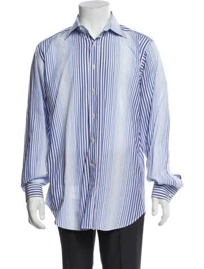 Pre-owned Etro Striped Long Sleeve Shirt In Blue