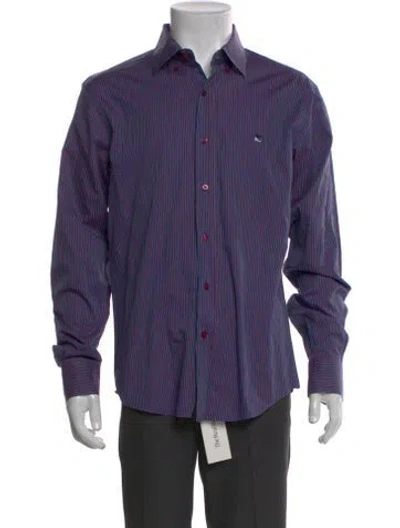 Pre-owned Etro Striped Long Sleeve Shirt In Blue