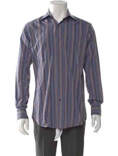 Pre-owned Etro Striped Long Sleeve Shirt In Blue