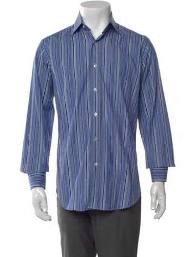 Pre-owned Etro Striped Long Sleeve Shirt In Blue