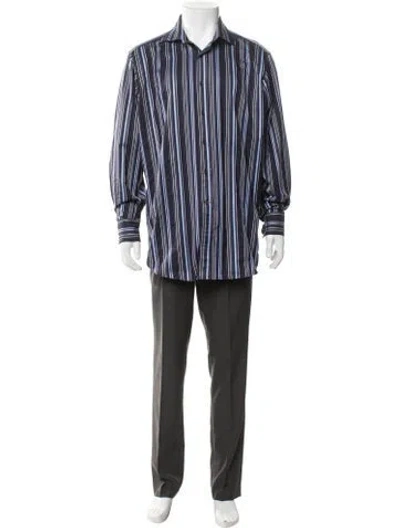 Pre-owned Etro Striped Long Sleeve Shirt In Blue