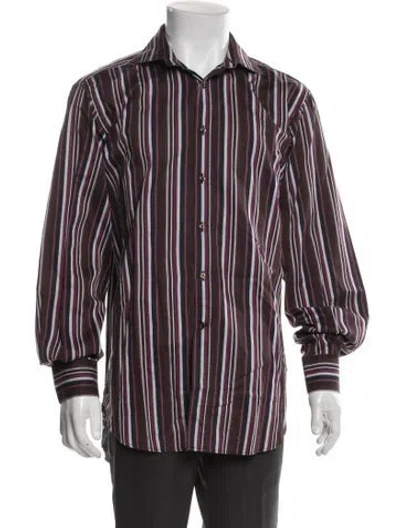 Pre-owned Etro Striped Long Sleeve Shirt In Brown