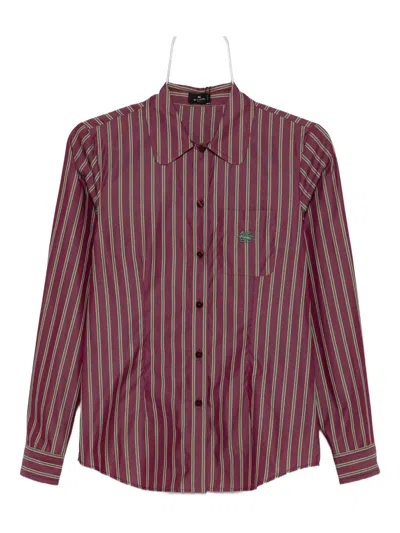 Etro Striped Long-sleeve Shirt In Burgundy
