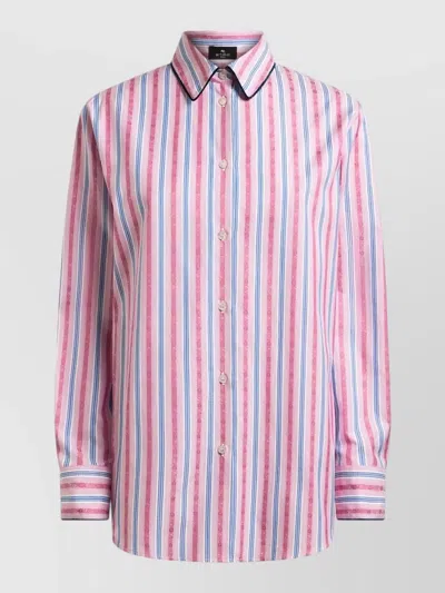 Etro Striped Long Sleeve Shirt Collared Neck In Multi