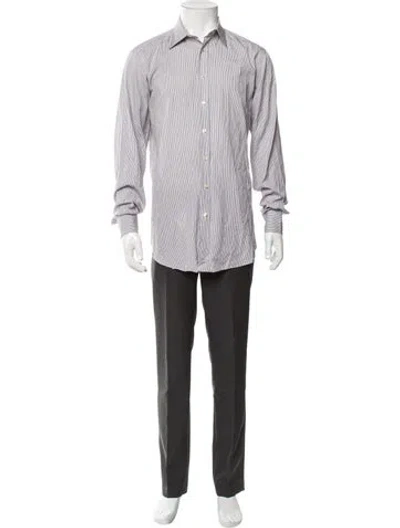 Pre-owned Etro Striped Long Sleeve Shirt In Gray