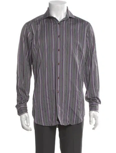 Pre-owned Etro Striped Long Sleeve Shirt In Gray