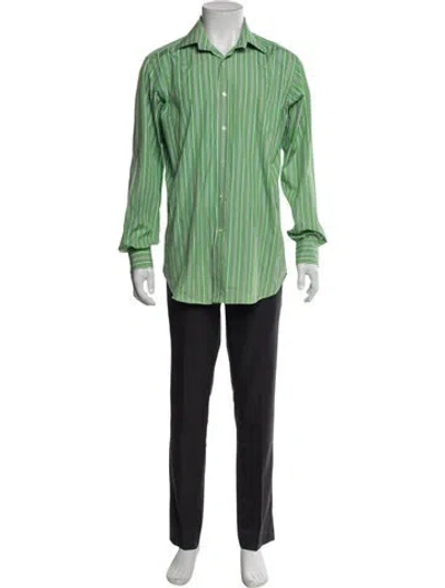 Pre-owned Etro Striped Long Sleeve Shirt In Green