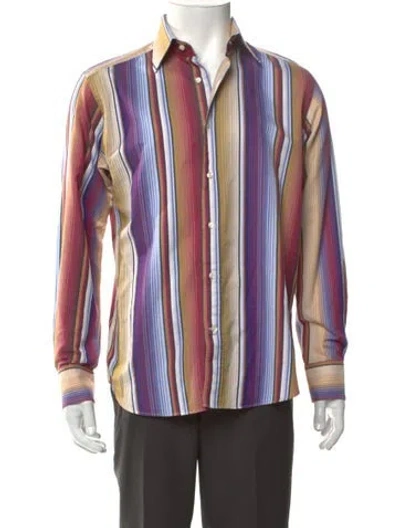 Pre-owned Etro Striped Long Sleeve Shirt In Orange