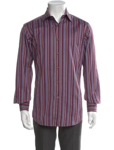 Pre-owned Etro Striped Long Sleeve Shirt In Purple