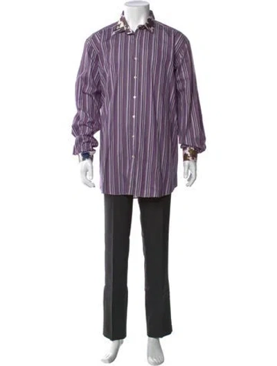 Pre-owned Etro Striped Long Sleeve Shirt In Purple