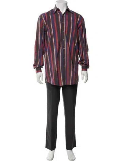 Pre-owned Etro Striped Long Sleeve Shirt In Purple