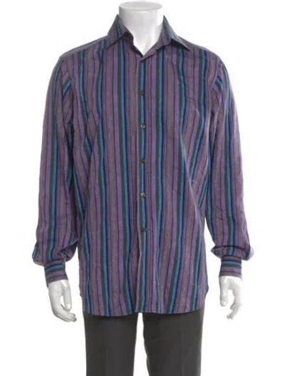 Pre-owned Etro Striped Long Sleeve Shirt In Purple
