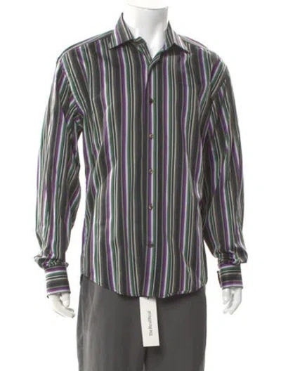 Pre-owned Etro Striped Long Sleeve Shirt In Purple