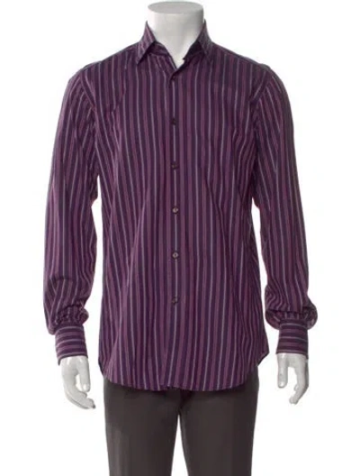 Pre-owned Etro Striped Long Sleeve Shirt In Purple