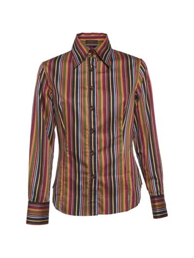 Pre-owned Etro Striped Long-sleeve Shirt In Black