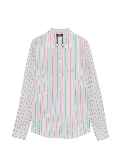 Etro Striped Long-sleeve Shirt In Green