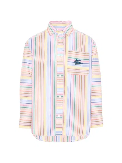 Etro Kids' Striped Long-sleeve Shirt In Multi