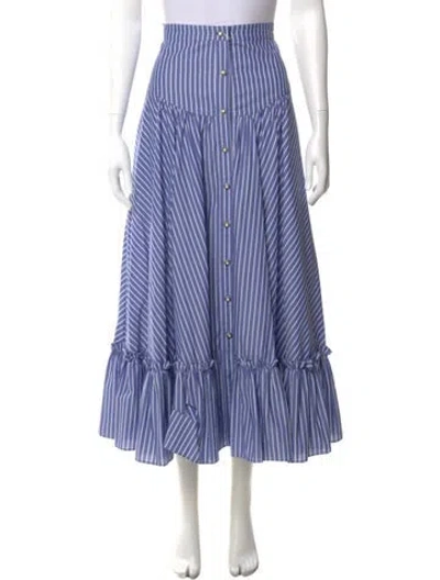 Pre-owned Etro Striped Midi Length Skirt In Blue