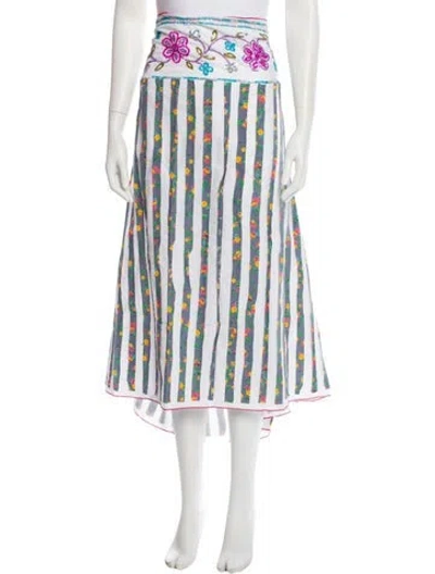 Pre-owned Etro Striped Midi Length Skirt In White