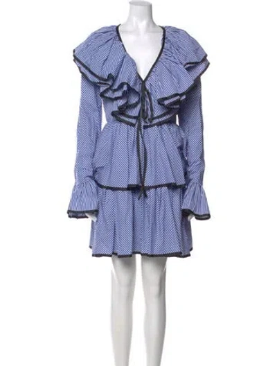 Pre-owned Etro Striped Mini Dress In Blue