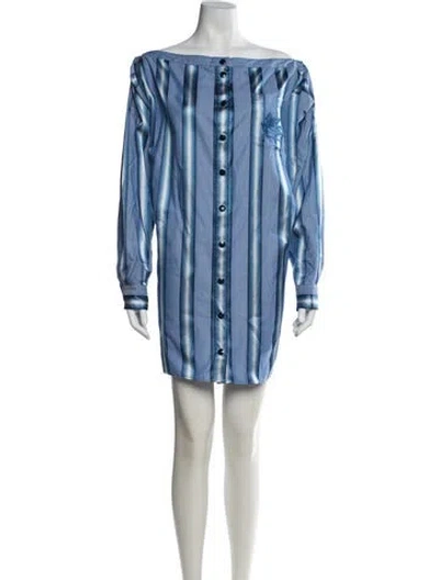Pre-owned Etro Striped Mini Dress In Blue