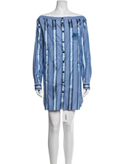 Pre-owned Etro Striped Mini Dress In Blue