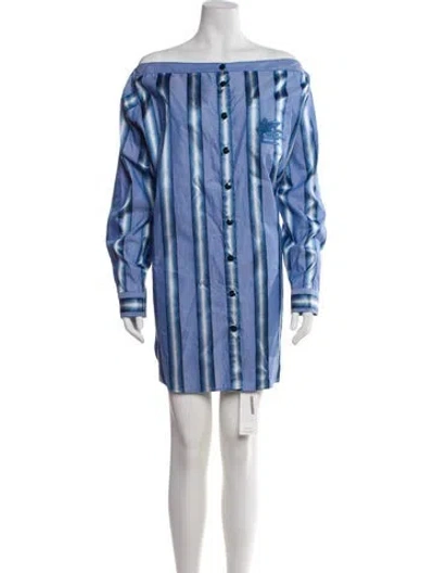 Pre-owned Etro Striped Mini Dress W/ Tags In Blue
