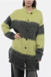 Etro Grey Grey Striped Wool Blend Cardigan