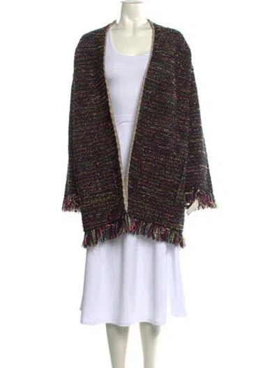 Pre-owned Etro Striped Open Front Sweater In Black