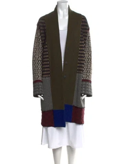 Pre-owned Etro Striped Open Front Sweater In Green