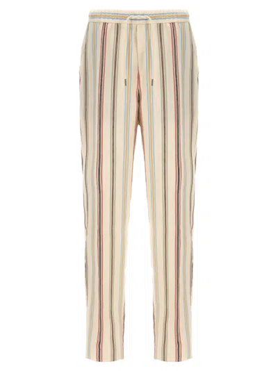 Etro Striped Linen Trousers In Multi Striped Motif