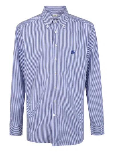 ETRO STRIPED-PATTERN EMBROIDERED-LOGO SHIRT