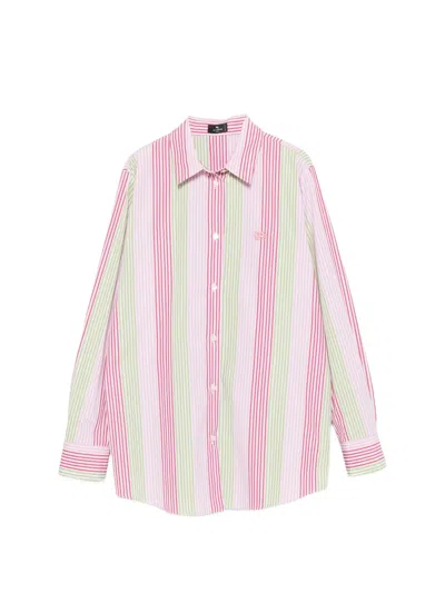 Etro Striped-pattern Long-sleeve Shirt In Pink