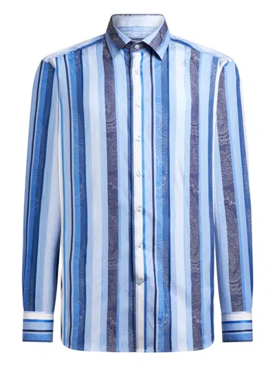 Etro Striped-pattern Shirt In Blue