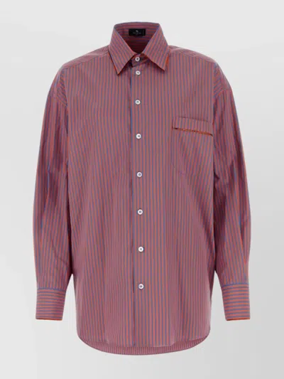 Etro Striped Pattern Shirt With Chest Pocket In Multi