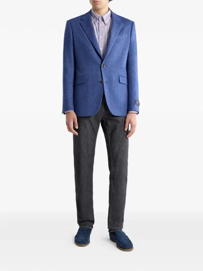 Etro Striped Pegaso-embroidered Shirt In Blue