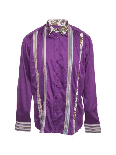 Pre-owned Etro Striped Pin-tucked Shirt In Purple