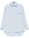 Etro Striped Poplin Shirt In Blue