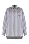 Etro Striped Cotton Shirt In Blue