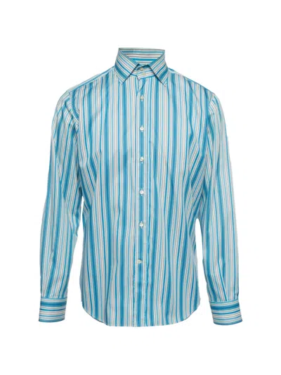 Pre-owned Etro Striped Poplin Shirt In Blue