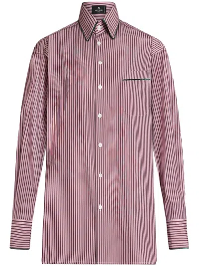 Etro Bordeaux Shirt With All-over Striped Motiv In Red