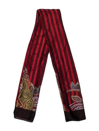 Pre-owned Etro Striped Scarf W/ Tags In Red