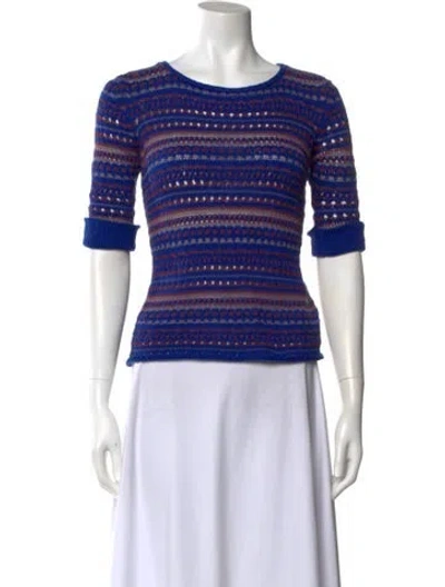 Pre-owned Etro Striped Scoop Neck Sweater In Blue