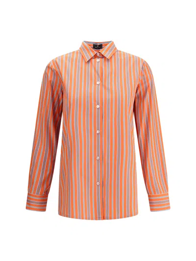 Etro Striped Shirt In Orange