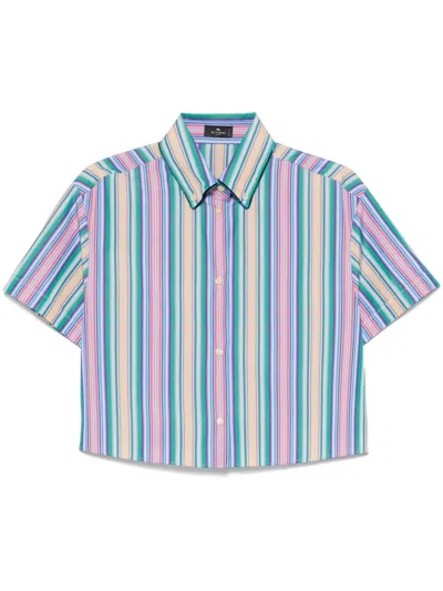 Etro Striped Shirt In Light Blue