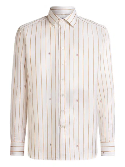 Etro Striped Cotton Jacquard Shirt In White