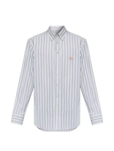 Etro Patterned Cotton Shirt In Gray