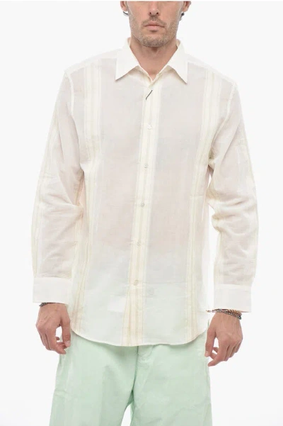 Etro Striped Shirt With Lace-trim Detail In White