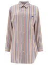 Etro Oversized Multicolor Shirt With Stripe Motif And Pegasus Embroidery In Cotton Woman In Orange