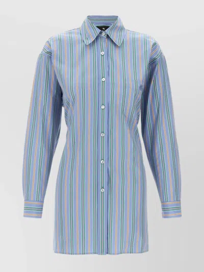 Etro Striped Shirt With Long Sleeves And Back Tie Detail In Multi